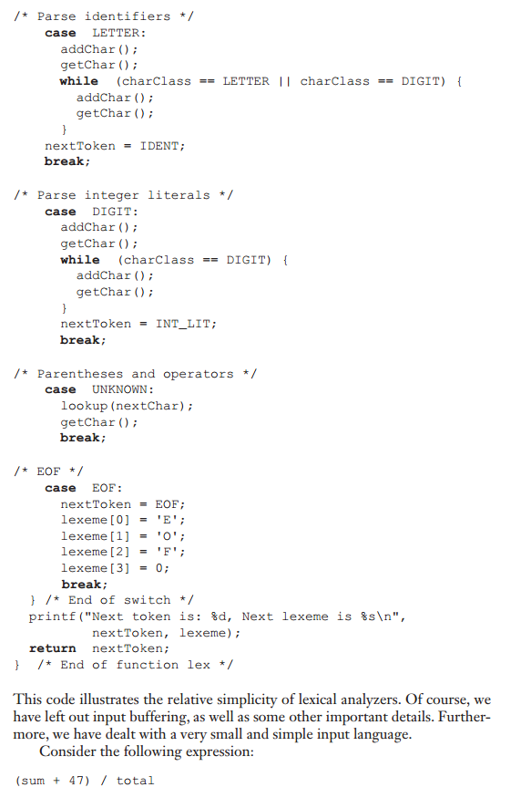 /* front.c-a lexical analyzer system for simple arithmetic expressions #include #include /*Global