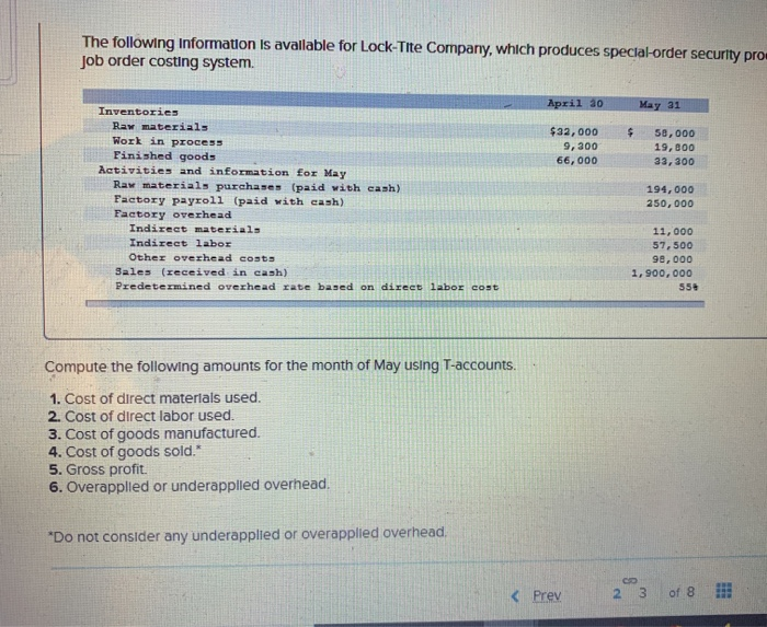 overapplied overhead Answer is not complete. Work in Process (WIP April 30