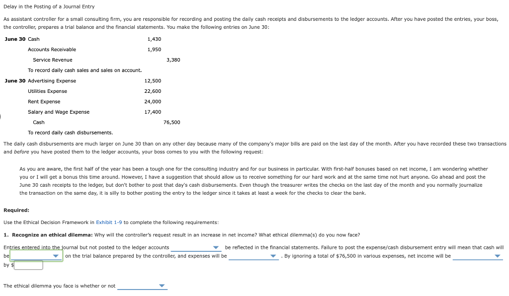 Delay in the Posting of a Journal Entry As assistant controller