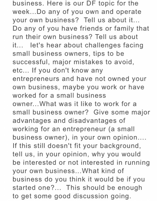  Here is our DF topic for the week... Do any of