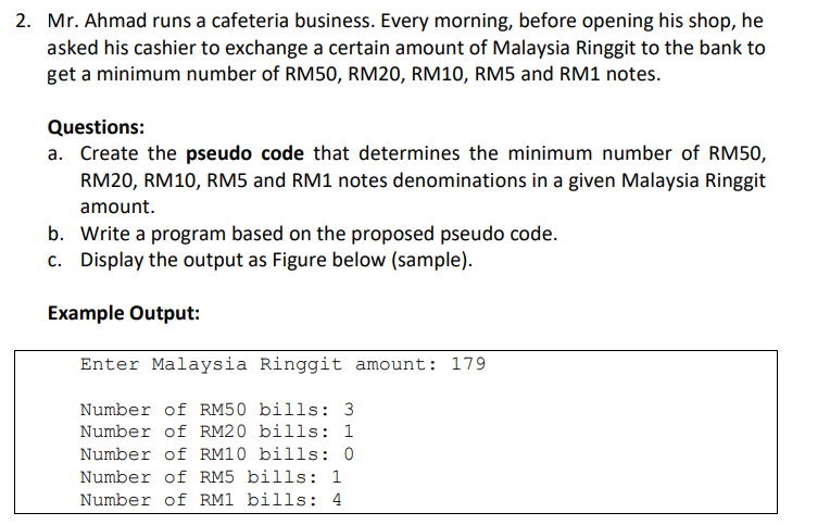  write a java program according it, thanks. Mr. Ahmad runs a