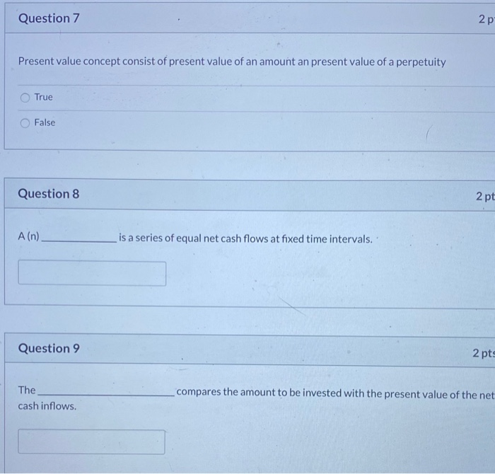 2 2 p Methods that do not use present values [Choose] Net