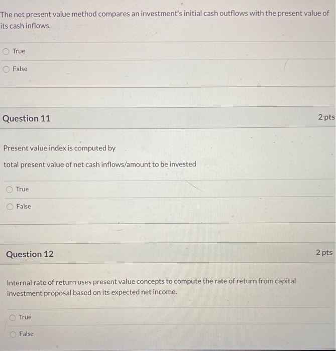present value method and interna rate of return method Average rate of