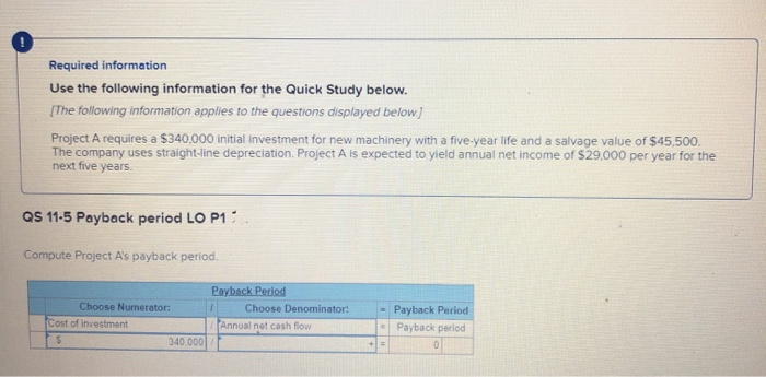  Required information Use the following information for the Quick Study below.