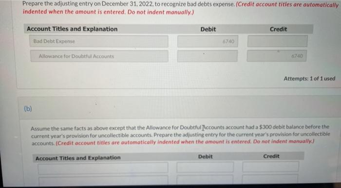 credit balance in Allowance for Doubtful Accounts at December 31, 2022, before