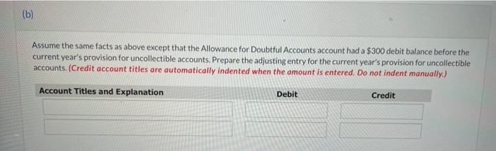 the current year's provision for uncollectible accounts. An aging of the accounts