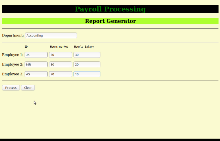 Payroll Processing program Requirements: A company needs a program to calculate the