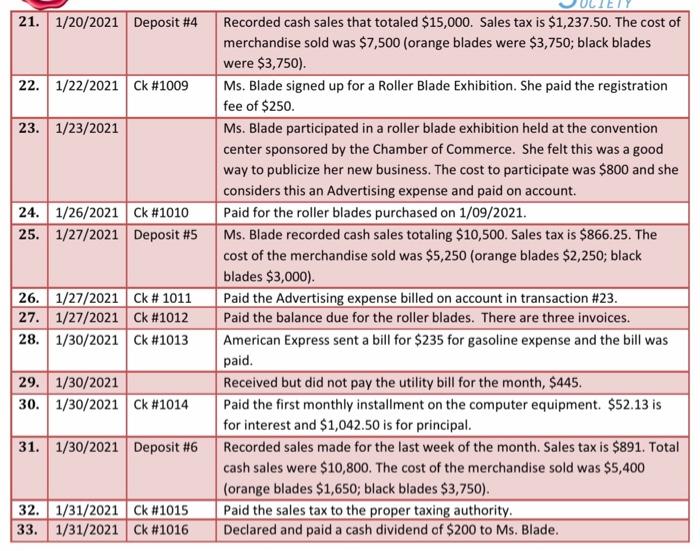 Receivable 12000 Inventory - Orange Roller Blades 12100 Inventory - Black Roller
