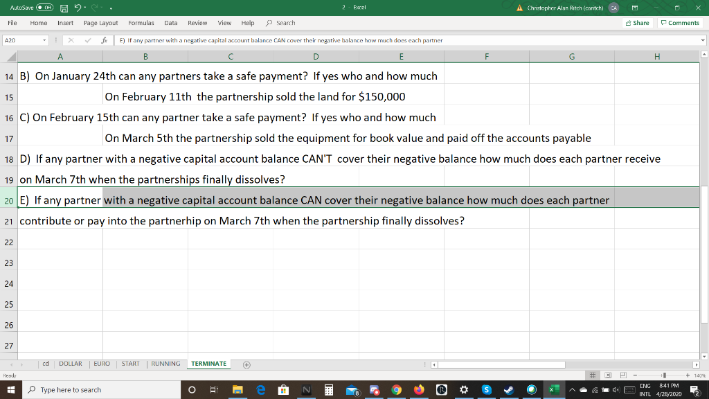 CA - File Home Insert Page Layout Formulas Data Review View Help