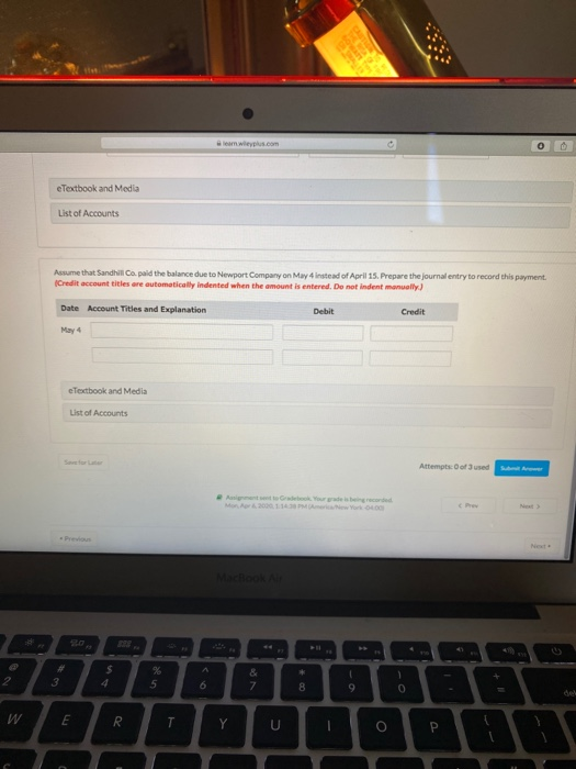 to Sandhill Co. upport 1. On April 5 purchased merchandise from Newport