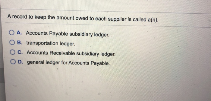  A record to keep the amount owed to each supplier is