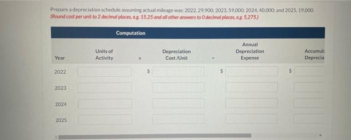 buses. One bus was purchased on January 1,2022, at a cost of