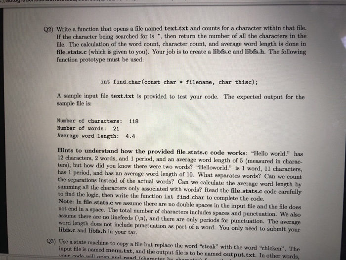  Q2) Write a function that opens a file named text.txt and
