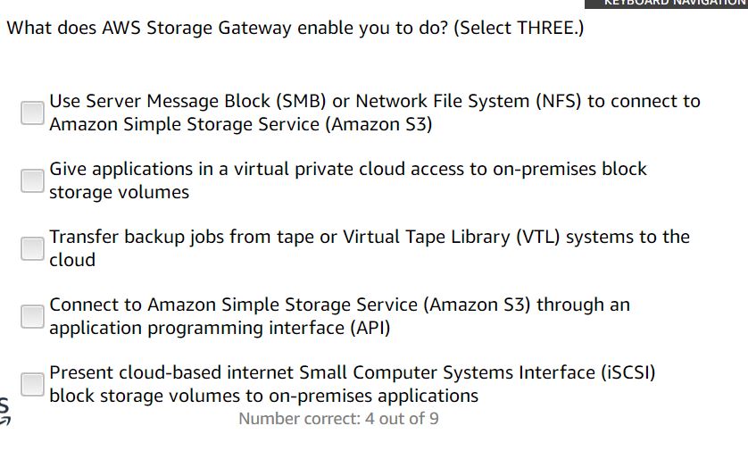  What does AWS Storage Gateway enable you to do?(Select THREE.) Use