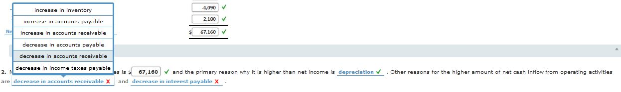 Section-Indirect Method The following account balances for the noncash current assets and