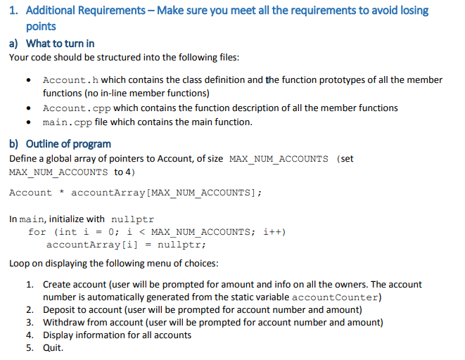 that has the following private member variables: accountNumber of type int numOwners