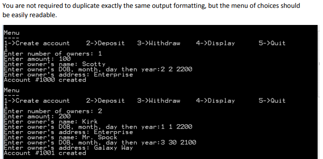 defined below accountCounter of type static int // initialized at 1000, incremented
