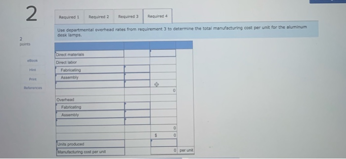 lamps produced annually follows $260,000 $165.000 $363.400 Direct materials Direct labor Fabricating