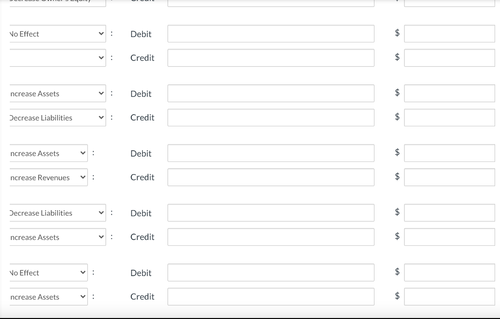 assistant. Purchases office furniture for $2,508, on account. Sells a house and