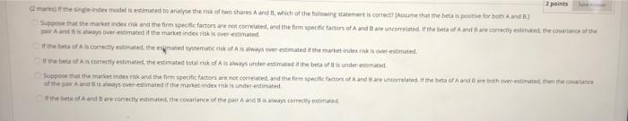  2 points Sam marks the single-index model is estimated to analyse
