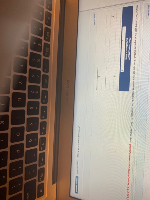 delivery truck for $26,000 on January 1, 2020. The truck has an