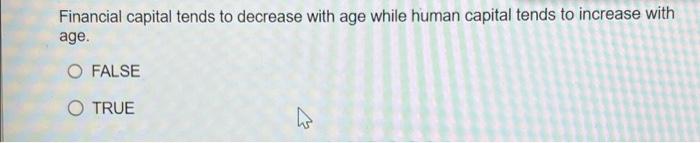  Financial capital tends to decrease with age while human capital tends