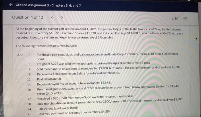  + Graded Assignment 3 - Chapters 5, 6, and 7 Question