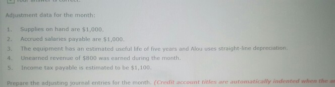 Accumulated depreciation-equipmert 3,600 ,600 1,000 Accounts payable Salanes payable Uncarned revenue Common
