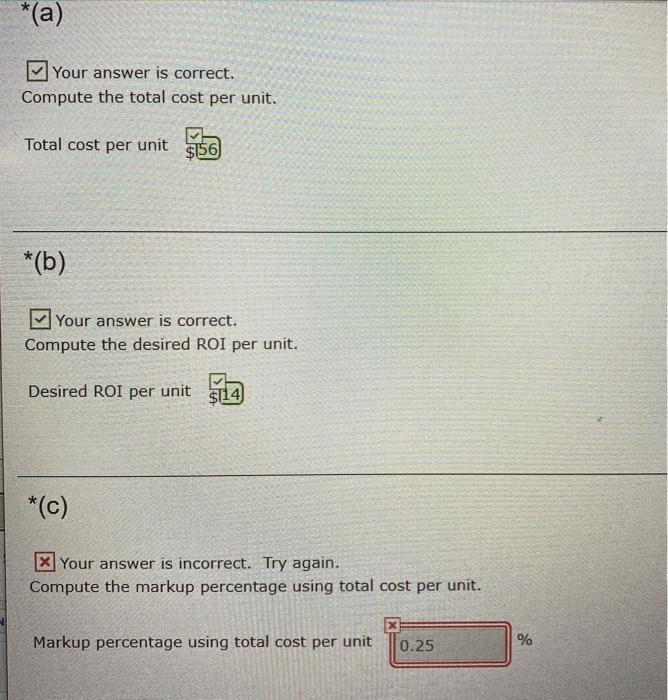the total cost per unit. Total cost per unit $156) *(b) Your