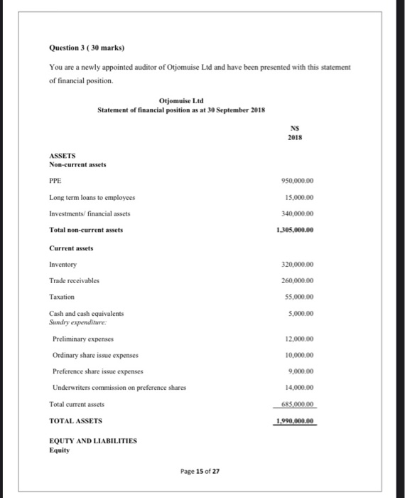  answer the two questions Question 3 ( 30 marks) You are