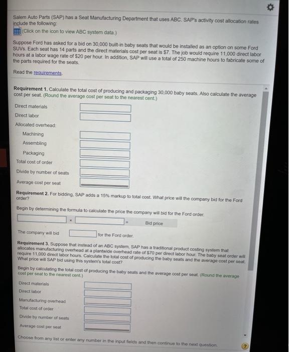  Please answer all sections. Thank you so much in advance! Salem