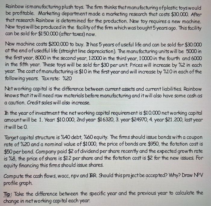 can you please solve each step and also provide excel, thank you.