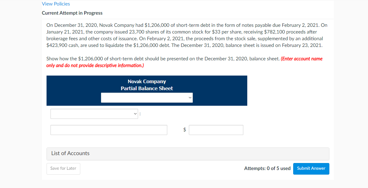 View Policies Current Attempt in Progress On December 31, 2020, Novak