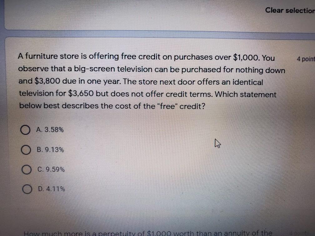 please help me asap thank you Clear selection 4 point A