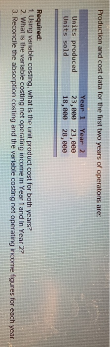 income as follows: Sales (@ $61 per unit) Cost of goods sold