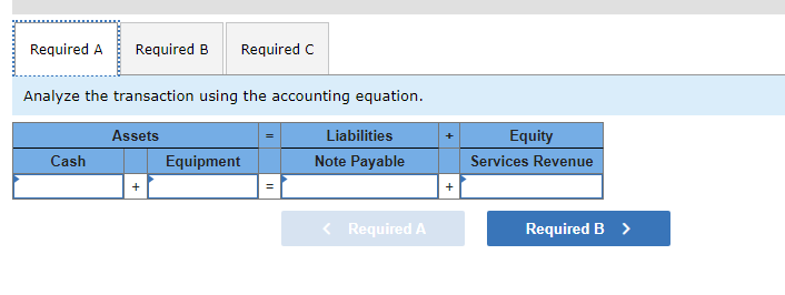 Enter debits before credits. (a) Analyze the transaction using the accounting equation.