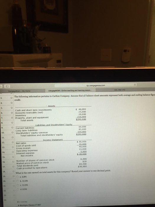  What is the rate earned on total assets for this company?