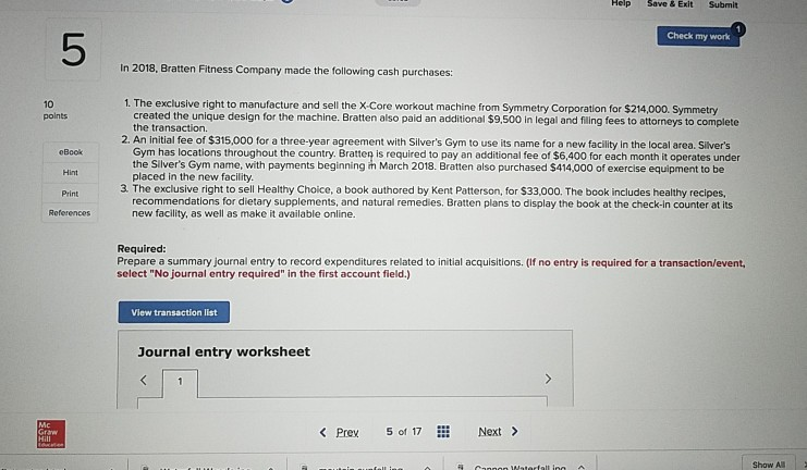  Help Save&Exit Submit Check my work 5 In 2018, Bratten Fitness