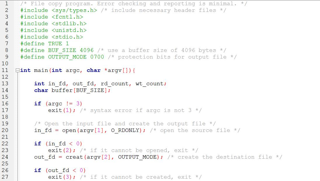 COP-4600 Assignment 9 Part I. code is C Using the source code