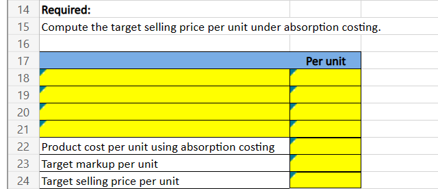 Reference cells, instead of entering values. Example: =B3+C3 Huds Incorporated reports the