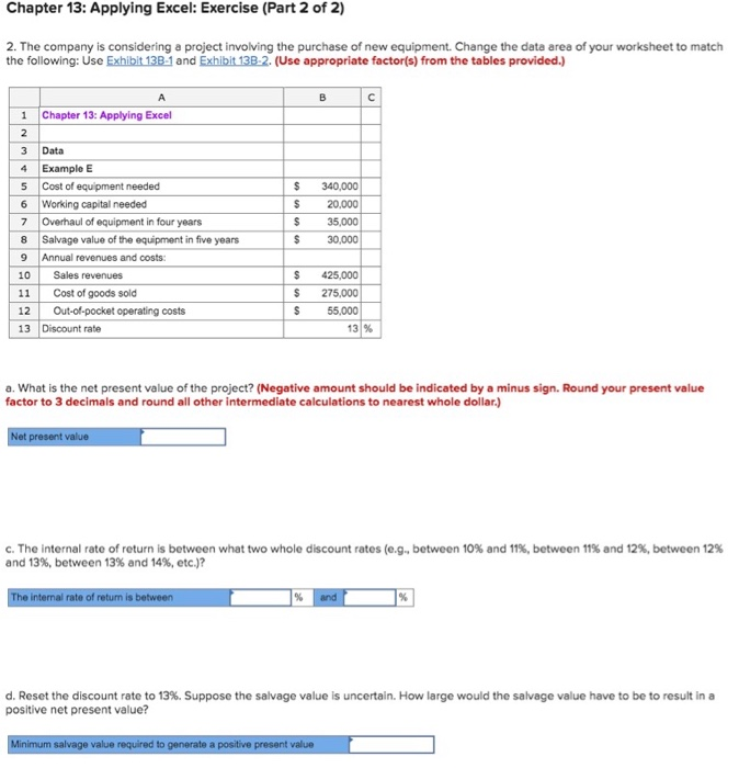 Chapter 13: Applying Excel: Exercise (Part 2 of 2) 2. The