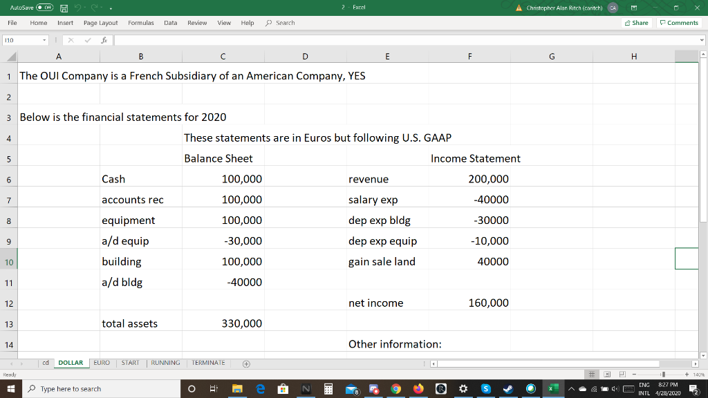 AutoSave CH H e 2 Excel Christopher Alan Ritch (caritch) CA