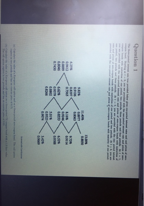  Tools Question 1 The three period internatere provided below given one