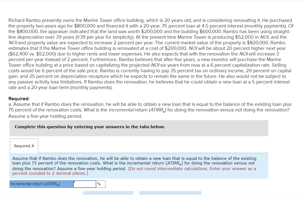 Please help finding answer! Will rate answer :) Richard Rambo presently owns