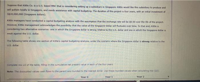  Suppose that Kittle Co. is a U.S. based MNC that is