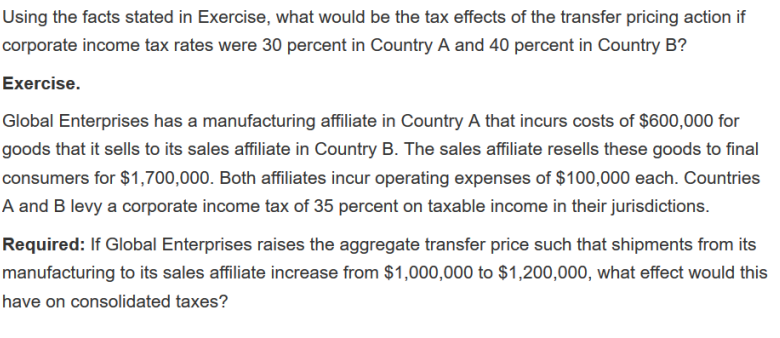  Using the facts stated in Exercise, what would be the tax
