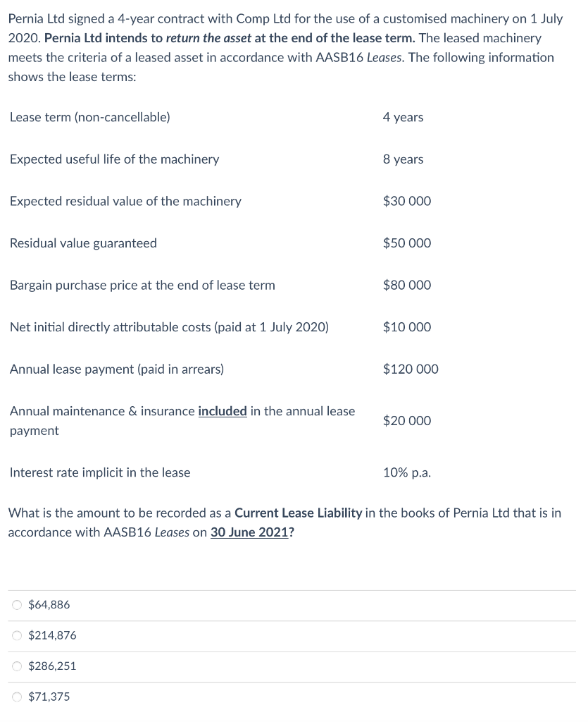  Pernia Ltd signed a 4-year contract with Comp Ltd for the