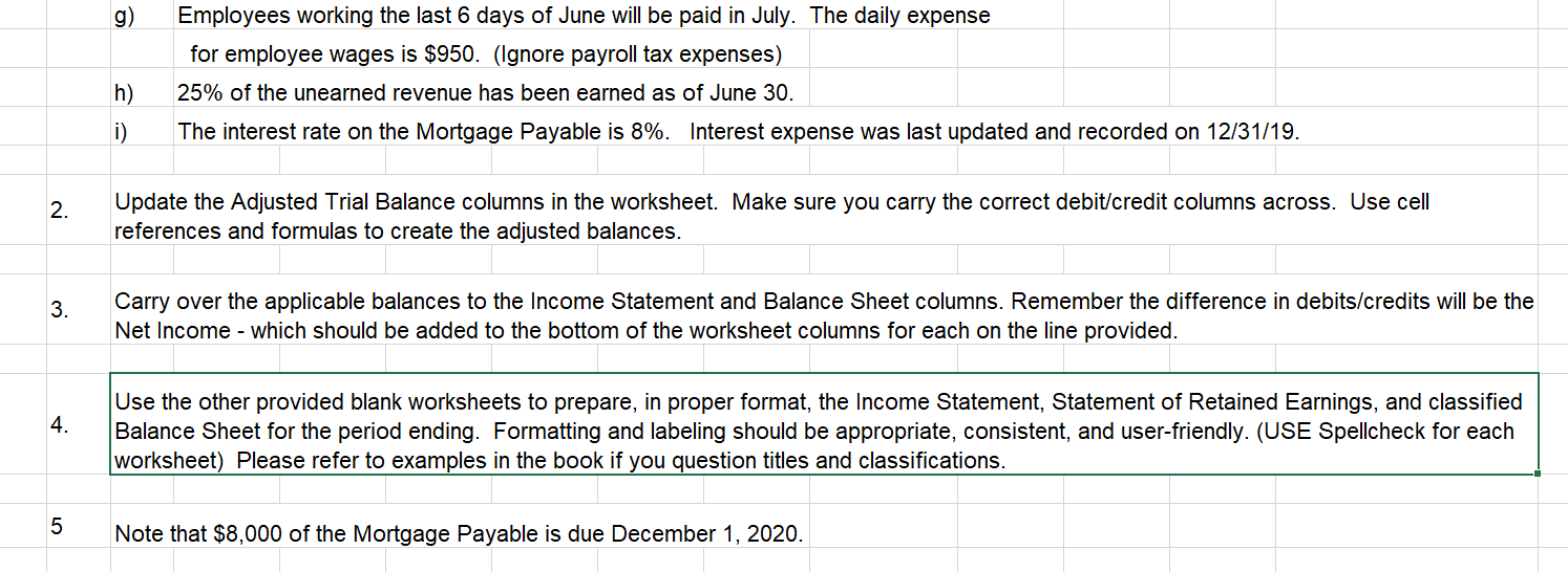 adjusting journal entries, a partial Worksheet, Income Statement, Statement of Retained Earnings,