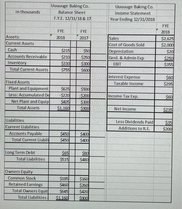 the Financial Statements, prepare a cash flow statement beginning with Net Income