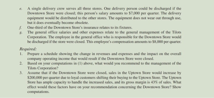 segmented absorption costing income statement for the last quarter for its three